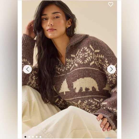 Altar'd State Sweaters - Altar'd State Brown and Cream Patterned Sweater